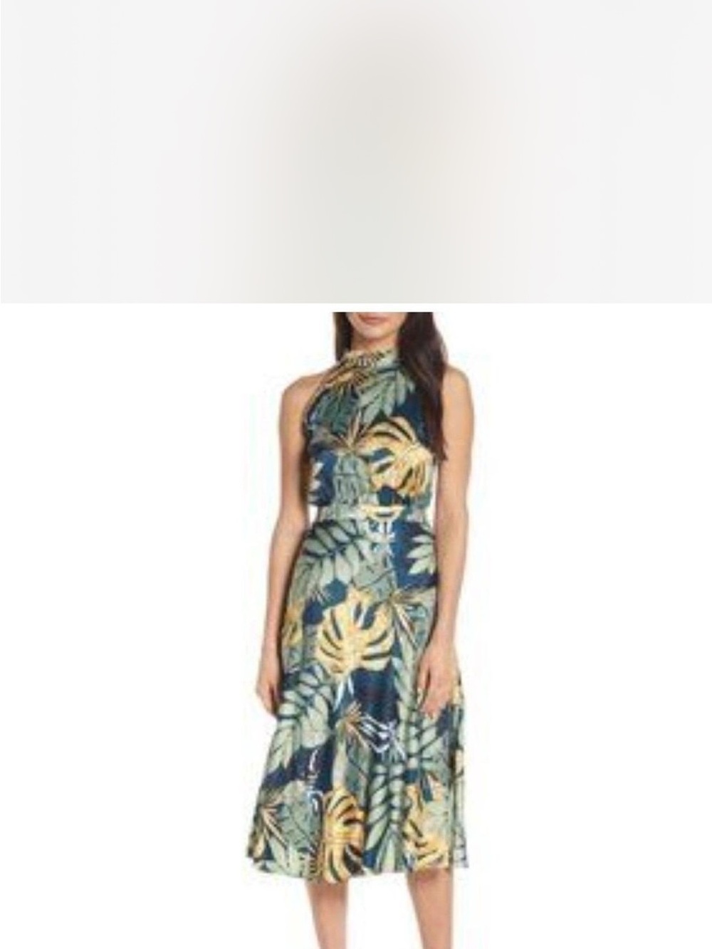 Chelsea 28 Sleeveless Navy Tropical Print Midi Dress XS